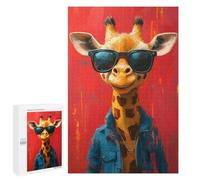 1000 PCS Puzzle For Adults Cool Giraffe in Sunglasses Jigsaw for Adults Relax Games Staycation Kill Time Deal As Gifts for The Whole Family 1000 PCS