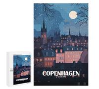 1000 PCS Puzzle For Adults Copenhagen, Denmark at Night Jigsaws for Adults Relax Games Pattern Assembly Deal As Gifts for The Whole Family 1000 PCS