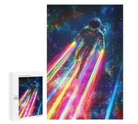 1000 PCS Puzzle For Adults Cosmic Astronaut Rainbow Lights Jigsaw Puzzles for Teenagers Staycation Kill Time Challenging To Complete Educational Family Game 1000 PCS