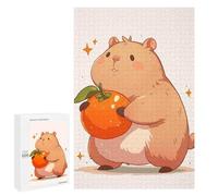 1000 PCS Puzzle For Adults Cute Capybara with Orange Jigsaw for Adults Relax Games Staycation Kill Time Deal As Gifts for The Whole Family 1000 PCS