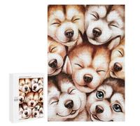 1000 PCS Puzzle For Adults Cute Husky Puppies Jigsaw for Adults Relax Games Staycation Kill Time Deal As Gifts for The Whole Family 1000 PCS