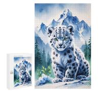 1000 PCS Puzzle For Adults Cute Snow Leopard Cub in Mountains Watercolor Jigsaws for Adults Relax Games Pattern Assembly Deal As Gifts for The Whole Family 1000 PCS