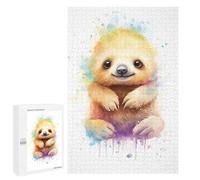 1000 PCS Puzzle for Adults Cute Watercolor Baby Sloth Adult Jigsaw Puzzle Relaxing Games Birthday Present Unique Birthday And Xmas Gifts 1000 PCS