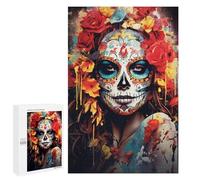 1000 PCS Puzzle For Adults Day of The Dead Art Print-2 Jigsaw Puzzles for Teenagers Staycation Kill Time Challenging To Complete Educational Family Game 1000 PCS