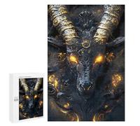 1000 PCS Puzzle for Adults Devil Black Goat with Golden Horns Puzzle For Teenagerss Improve Memory Fun Activities at Home Stress Reduction Gifts 1000 PCS