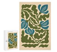 1000 PCS Puzzle For Adults Elegant Blue Floral Illustration - Minimal Botanical Wall Art with Cool Tones Jigsaws for Adults Relax Games Pattern Assembly Deal As Gifts for The Whole Family 1000 PCS