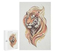 1000 PCS Puzzle for Adults Elegant Tiger Portrait with Floral Accent Puzzle For Teenagers Improve Memory Every Piece Is Unique - Learning Educational Toys 1000 PCS