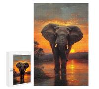1000 PCS Puzzle For Adults Elephant Sunset Jigsaw for Adults Relax Games Staycation Kill Time Deal As Gifts for The Whole Family 1000 PCS