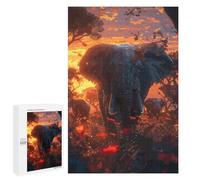 1000 PCS Puzzle for Adults Elephants Savanna Sunset Puzzle For Teenagers Improve Memory Every Piece Is Unique - Learning Educational Toys 1000 PCS