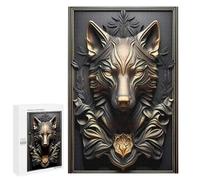 1000 PCS Puzzle for Adults Epic Golden Wolf Statue Adult Jigsaw Puzzle Relaxing Games Birthday Present Unique Birthday And Xmas Gifts 1000 PCS
