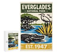 1000 PCS Puzzle For Adults Everglades National Park Vintage Poster Jigsaws for Adults Puzzle Improve Memory Wishlist with Santa Claus Stress Reduction Gifts 1000 PCS