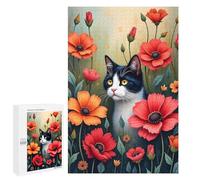 1000 PCS Puzzle For Adults Floral & Feline Harmony Jigsaws for Adults Puzzle Enhance Memory Fun Activities at Home for Is Ideal As A Gift 1000 PCS