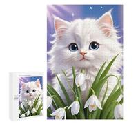 1000 PCS Puzzle For Adults Fluffy White Kitten with Blue Eyes Jigsaws for Adults Puzzle Enhance Memory Fun Activities at Home for Is Ideal As A Gift 1000 PCS
