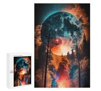 1000 PCS Puzzle For Adults Galactic Forest Aurora Jigsaw Puzzles for Teenagers Staycation Kill Time Challenging To Complete Educational Family Game 1000 PCS