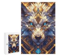 1000 PCS Puzzle for Adults Golden Wolf Portrait with Blue Eyes Puzzle For Teenagerss Improve Memory Fun Activities at Home Stress Reduction Gifts 1000 PCS