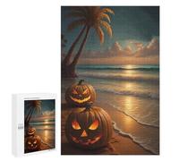 1000 PCS Puzzle for Adults Halloween Pumpkins on Tropical Beach Puzzle For Teenagerss Improve Memory Fun Activities at Home Stress Reduction Gifts 1000 PCS