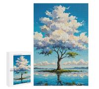 1000 PCS Puzzle For Adults Impasto Tree Painting on Island Jigsaws for Adults Relax Games Pattern Assembly Deal As Gifts for The Whole Family 1000 PCS