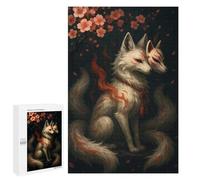 1000 PCS Puzzle For Adults Kitsune with Mask And Cherry Blossoms Jigsaws for Adults Puzzle Enhance Memory Fun Activities at Home for Is Ideal As A Gift 1000 PCS