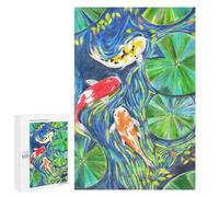 1000 PCS Puzzle For Adults Koi Fish Pond Watercolor Jigsaw for Adults Relax Games Staycation Kill Time Deal As Gifts for The Whole Family 1000 PCS