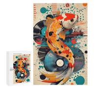 1000 PCS Puzzle For Adults Koi Fish & Vinyl Vibrant Koi Fish Pop Art Unique Aquatic Decor Jigsaw for Adults Relax Games Staycation Kill Time Deal As Gifts for The Whole Family 1000 PCS