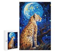 1000 PCS Puzzle For Adults Leopard Moonlit Night Art Puzzle For Teenagers Analysis And Logic Help The Brain Exercise Deal As Gifts for The Whole Family 1000 PCS