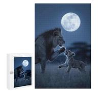 1000 PCS Puzzle for Adults Lion Cub Playing Moonlight Puzzle For Teenagers Improve Memory Every Piece Is Unique - Learning Educational Toys 1000 PCS