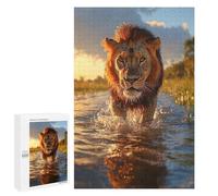 1000 PCS Puzzle For Adults Lion Walking Through Water Jigsaw for Adults Relax Games Staycation Kill Time Deal As Gifts for The Whole Family 1000 PCS