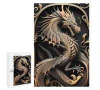 1000 PCS Puzzle For Adults Mighty Golden Dragon Jigsaws for Adults Puzzle Enhance Memory Fun Activities at Home for Is Ideal As A Gift 1000 PCS