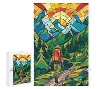 1000 PCS Puzzle For Adults Mountain Stained Glass Jigsaws for Adults Relax Games Pattern Assembly Deal As Gifts for The Whole Family 1000 PCS