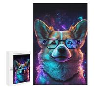 1000 PCS Puzzle For Adults Neon Corgi Glasses Art Print -2 Jigsaws for Adults Puzzle Enhance Memory Fun Activities at Home for Is Ideal As A Gift 1000 PCS