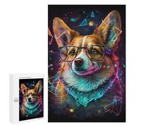 1000 PCS Puzzle for Adults Neon Corgi Glasses Art Print -3 Puzzle For Teenagerss Improve Memory Fun Activities at Home Stress Reduction Gifts 1000 PCS