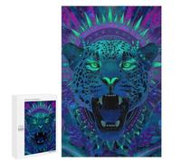 1000 PCS Puzzle For Adults Neon Jaguar Art Print Puzzle For Teenagers Analysis And Logic Help The Brain Exercise Deal As Gifts for The Whole Family 1000 PCS