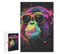 1000 PCS Puzzle for Adults Neon Monkey Sunglasses Art Print Puzzle For Teenagerss Improve Memory Fun Activities at Home Stress Reduction Gifts 1000 PCS