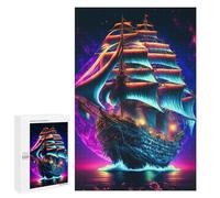1000 PCS Puzzle for Adults Neon Sailing Ship Fantasy Adult Jigsaw Puzzle Brain Teaser Game But Fun And Humorous Fun at Home Activities, 1000 PCS