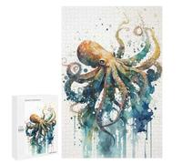 1000 PCS Puzzle For Adults Octopus in Watercolor Jigsaw for Adults Relax Games Staycation Kill Time Deal As Gifts for The Whole Family 1000 PCS