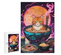 1000 PCS Puzzle For Adults Orange Cat in Ramen Bowl Jigsaws for Adults Relax Games Pattern Assembly Deal As Gifts for The Whole Family 1000 PCS