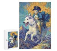 1000 PCS Puzzle For Adults Painting Man Riding Husky Puzzle For Teenagers Analysis And Logic Help The Brain Exercise Deal As Gifts for The Whole Family 1000 PCS