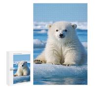 1000 PCS Puzzle For Adults Polar Bear Cub on Ice Floe Jigsaws for Adults Puzzle Improve Memory Wishlist with Santa Claus Stress Reduction Gifts 1000 PCS