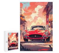 1000 PCS Puzzle For Adults Red Classic Car Sunset Jigsaw for Adults Relax Games Staycation Kill Time Deal As Gifts for The Whole Family 1000 PCS
