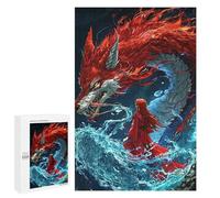 1000 PCS Puzzle For Adults Red Dragon And Woman in Water Jigsaws for Adults Puzzle Improve Memory Wishlist with Santa Claus Stress Reduction Gifts 1000 PCS