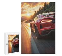 1000 PCS Puzzle For Adults Red Sports Car Sunset Drive Jigsaw for Adults Relax Games Staycation Kill Time Deal As Gifts for The Whole Family 1000 PCS