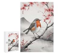 1000 PCS Puzzle For Adults Robin on Branch with Cherry Blossoms Jigsaws for Adults Relax Games Pattern Assembly Deal As Gifts for The Whole Family 1000 PCS