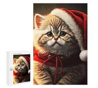 1000 PCS Puzzle For Adults Santa Dressed Cat Jigsaw for Adults Relax Games Staycation Kill Time Deal As Gifts for The Whole Family 1000 PCS