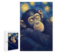 1000 PCS Puzzle For Adults Sleeping Chimpanzee in Starry Night Style Jigsaw Anti-Stress Toys Presents for Women Deal As Gifts for The Whole Family 1000 PCS