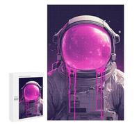 1000 PCS Puzzle For Adults Space Astronaut with Pink Nebula Helmet Jigsaw Puzzles for Teenagers Staycation Kill Time Challenging To Complete Educational Family Game 1000 PCS