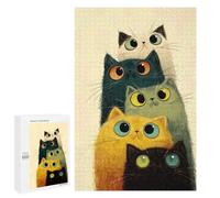 1000 PCS Puzzle For Adults Stack of Colorful Cartoon Cats Jigsaws for Adults Relax Games Pattern Assembly Deal As Gifts for The Whole Family 1000 PCS