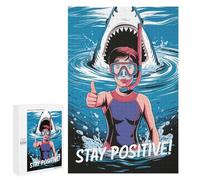 1000 PCS Puzzle For Adults Stay Positive Diver And Shark Illustration Jigsaws for Adults Puzzle Improve Memory Wishlist with Santa Claus Stress Reduction Gifts 1000 PCS