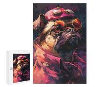 1000 PCS Puzzle For Adults Steampunk Pug Art Print Puzzle For Teenagers Analysis And Logic Help The Brain Exercise Deal As Gifts for The Whole Family 1000 PCS