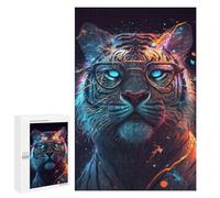 1000 PCS Puzzle for Adults Stylish Tiger with Glasses Puzzle For Teenagers Improve Memory Every Piece Is Unique - Learning Educational Toys 1000 PCS