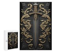 1000 PCS Puzzle For Adults Sword Gold Relief Deco Jigsaws for Adults Puzzle Enhance Memory Fun Activities at Home for Is Ideal As A Gift 1000 PCS
